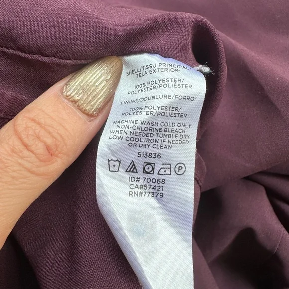 Ann Taylor Deep Purple Scooped Square Neck Tie Long Sleeve Dress Women’s Small - Picture 5 of 6